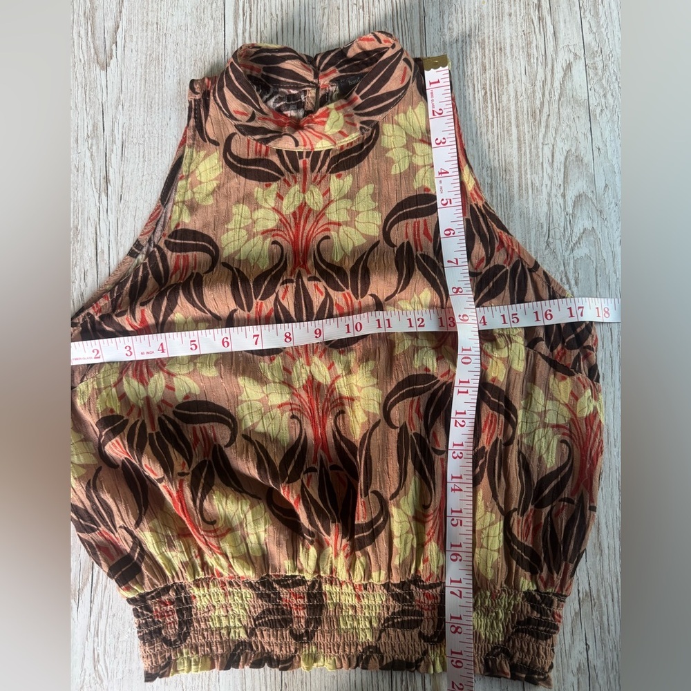 Haute Hippie 70s Floral Boho Print Patterned Sleeveless Halter Neck Blouse Top M - Picture 6 of 9